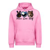 Fuchsia Pink peace love wolf head Urban Hoodie - LillyAllenDesigns