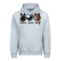 Heather Grey peace love wolf head Urban Hoodie - LillyAllenDesigns