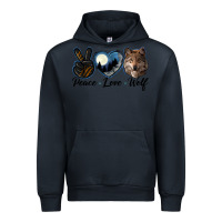 Navy peace love wolf head Urban Hoodie - LillyAllenDesigns