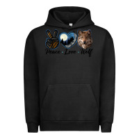 Pigment Black peace love wolf head Urban Hoodie - LillyAllenDesigns