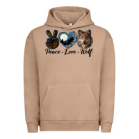 Pigment Burro peace love wolf head Urban Hoodie - LillyAllenDesigns
