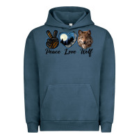 Pigment Midnight Navy peace love wolf head Urban Hoodie - LillyAllenDesigns
