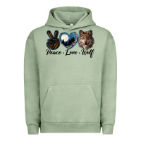 Pigment Oil Green peace love wolf head Urban Hoodie - LillyAllenDesigns