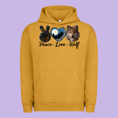 Peace Love Wolf Head Urban Hoodie Designed By Lillyallendesigns