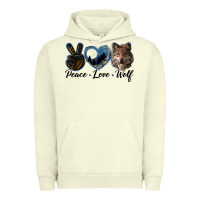 Pigment Pistachio peace love wolf head Urban Hoodie - LillyAllenDesigns