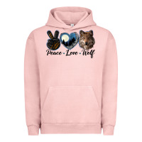 Pigment Salmon peace love wolf head Urban Hoodie - LillyAllenDesigns