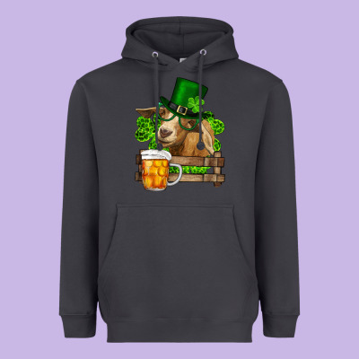 St. Patrick's Day Goat And Beer Heavyweight Hoodie Designed By Ranaportraitstore