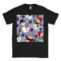 Black christmas snowman seamless pattern Classic Tee - BundleAndBundleShop