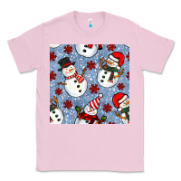 Bubblegum Pink christmas snowman seamless pattern Classic Tee - BundleAndBundleShop