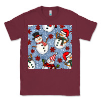 Burgundy christmas snowman seamless pattern Classic Tee - BundleAndBundleShop