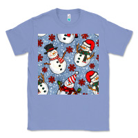 Colony Blue christmas snowman seamless pattern Classic Tee - BundleAndBundleShop