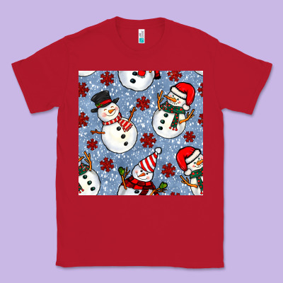 Christmas Snowman Seamless Pattern Classic Tee Designed By Bundleandbundleshop