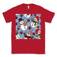 Red christmas snowman seamless pattern Classic Tee - BundleAndBundleShop