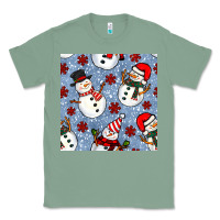 Sage christmas snowman seamless pattern Classic Tee - BundleAndBundleShop