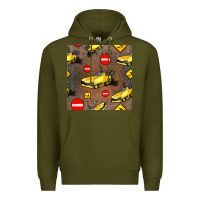 Army Green asphalt paver seamless pattern Premium Hoodie - BundleAndBundleShop