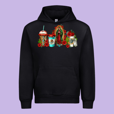 Lady Of Guadalupe Coffee Urban Hoodie Designed By Jasminsmagicworld