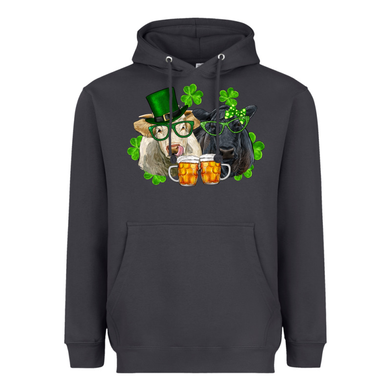 St. Patrick's Day Charolais And Black Angus Cows Heavyweight Hoodie by RanaPortraitStore | Teevron