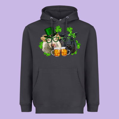 St. Patrick's Day Charolais And Black Angus Cows Heavyweight Hoodie Designed By Ranaportraitstore
