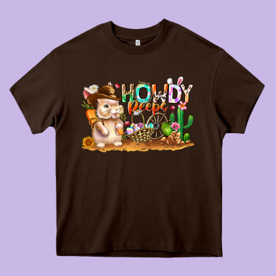 Easter Howdy Peeps Bunny Heavy Core Tee Designed By Cowhidedigitalart