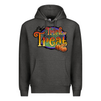 Charcoal Heather trick or treat white Premium Hoodie - JahusDesignShop