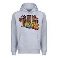 Heather Grey trick or treat white Premium Hoodie - JahusDesignShop