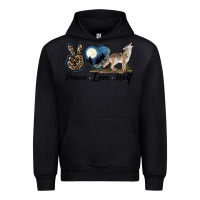Black Peace Love Wolf Urban Hoodie - LillyAllenDesigns
