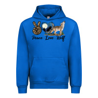 Cobalt Peace Love Wolf Urban Hoodie - LillyAllenDesigns