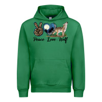 Emerald Peace Love Wolf Urban Hoodie - LillyAllenDesigns