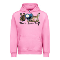 Fuchsia Pink Peace Love Wolf Urban Hoodie - LillyAllenDesigns