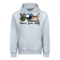 Heather Grey Peace Love Wolf Urban Hoodie - LillyAllenDesigns