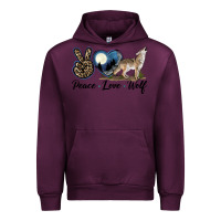 Mauve Wine Peace Love Wolf Urban Hoodie - LillyAllenDesigns
