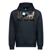 Navy Peace Love Wolf Urban Hoodie - LillyAllenDesigns