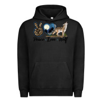 Pigment Black Peace Love Wolf Urban Hoodie - LillyAllenDesigns