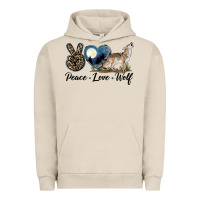 Pigment French Oak Peace Love Wolf Urban Hoodie - LillyAllenDesigns