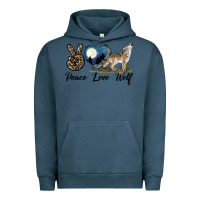 Pigment Midnight Navy Peace Love Wolf Urban Hoodie - LillyAllenDesigns
