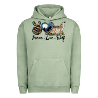 Pigment Oil Green Peace Love Wolf Urban Hoodie - LillyAllenDesigns