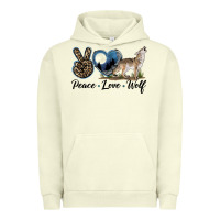 Pigment Pistachio Peace Love Wolf Urban Hoodie - LillyAllenDesigns