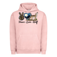 Pigment Salmon Peace Love Wolf Urban Hoodie - LillyAllenDesigns