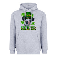 Heather Grey lucky heifer Heavyweight Hoodie - RanaPortraitStore