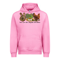 Fuchsia Pink Peace Love New Hampshire Red Chicken Urban Hoodie - LillyAllenDesigns