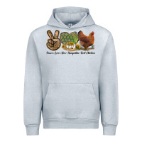 Heather Grey Peace Love New Hampshire Red Chicken Urban Hoodie - LillyAllenDesigns