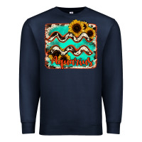Navy aquarius turquoise cowhide Premium Sweatshirt - RanaPortraitStore
