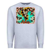 Heather Grey aries turquoise cowhide Premium Sweatshirt - RanaPortraitStore