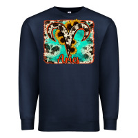 Navy aries turquoise cowhide Premium Sweatshirt - RanaPortraitStore