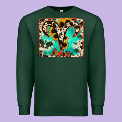 Aries Turquoise Cowhide Premium Sweatshirt Designed By Ranaportraitstore