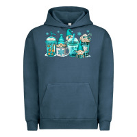 Pigment Midnight Navy winter christmas gnomes coffee cups Urban Hoodie - Jasminsmagicworld