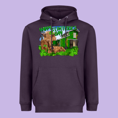 Happy St. Patrick's Day Cattle And Calfs Heavyweight Hoodie Designed By Ranaportraitstore