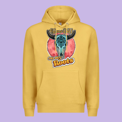 Blame It All On My Roots Bull Skull Black Premium Hoodie Designed By Jahusdesignshop