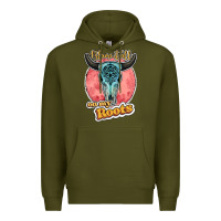 Army Green blame it all on my roots bull skull black Premium Hoodie - JahusDesignShop