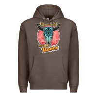 Coffee blame it all on my roots bull skull black Premium Hoodie - JahusDesignShop